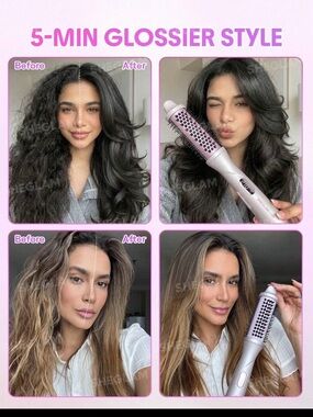 5-Min Glossy steam Styling Brush - Pink